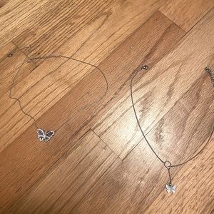 Butterfly silver necklace set